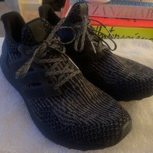 Adidas Men's Ultraboost Black Prime-knit Athletic Shoes